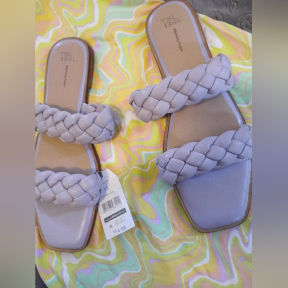 Time and Tru Purple Braided Sandals
